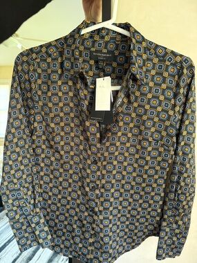 Banana Republic Navy Geometric Print Button-Down Shirt